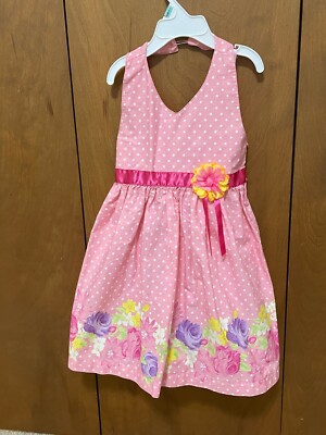 Blueberi Boulevard Colorful Flowers Pink Polka Dot Halter Dress Girl  Toddler 4 | eBay