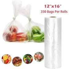 12"x16" Clear Plastic Produce Bags On Roll Kitchen Food Storage Fruit 350 /Roll