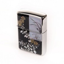 Inlay Mother of Pearl Handmade Black Orchid Design Cigarette Tabacco Lighter
