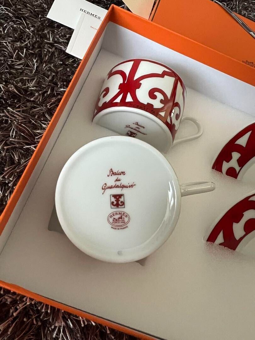 Hermes Guadalquivir Red Tea Cup Saucer Tableware set Hermes Guadalquivir Red Tea Cup Saucer Tableware set