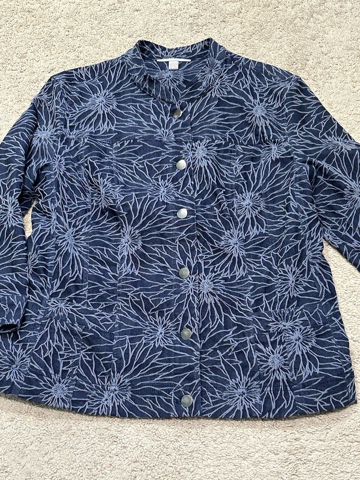 JM Collection Womens Jacket Size 14 Multicolor Print Lightweight Classic Comfort