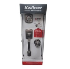 Juego de manijas de puerta de entrada Kwikset Henley con cerradura de cerrojo y perilla redonda 96870-185 nuevo