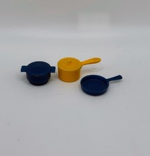Vintage 1:12 Dollhouse Miniature Plastic Cookware Set Japan Pot Pan Skillet