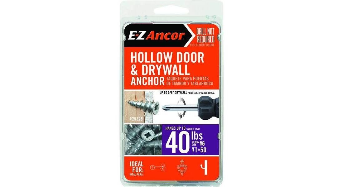 E-Z Ancor 25325 1 in. Hollow Door and Drywall Anchors Zinc-Plated