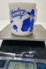 Vintage Blue HOPALONG CASSIDY On WHITE MILK GLASS COFFEE MUG.