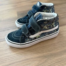 Vans Sk8-Mid Reissue V Toddler Boys 13.5 Shark Print Blue Hook Loop Sneakers