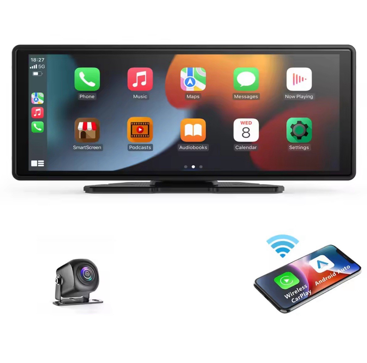 Écran tactile 10.26'' Android Auto sans fil et dashcam de voiture haute résolution