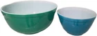 Vintage Pyrex Primary Colors Green 403 & Blue 401 Mixing Bowls GUC No Chips