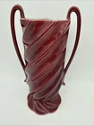 Vintage Red Wing USA Two Handle Burgundy Vase Approx 11" Tall