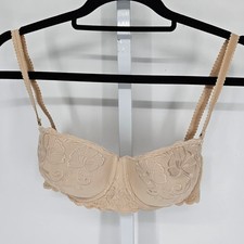Vtg 1990s Sweet Nothings by Maidenform Sz M Demi Bra Beige Lace