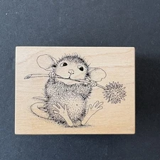House Mouse Stampa Rosa Mudpie Munch Eating Flower Rubber Stamp 502E