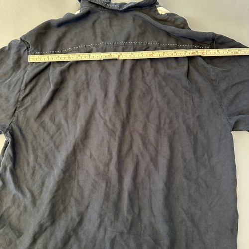 Nat Nast Silk Shirt Mens Medium Black Cream Steel Striped Bowler Soprano Style - Picture 15 of 16