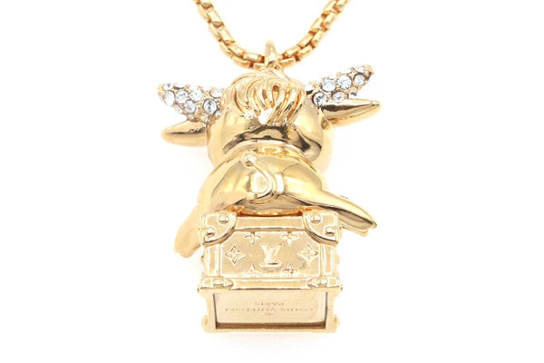 LOUIS VUITTON Necklace M80271 Metal × Rhinestones Pendant Gold Long Chain Boxed thumbnail 3