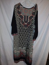 Handmade Tunic Kaftan Shirt Size L/Xl, Hippy Dashiki Tribe, Hand Sewn With Scarf