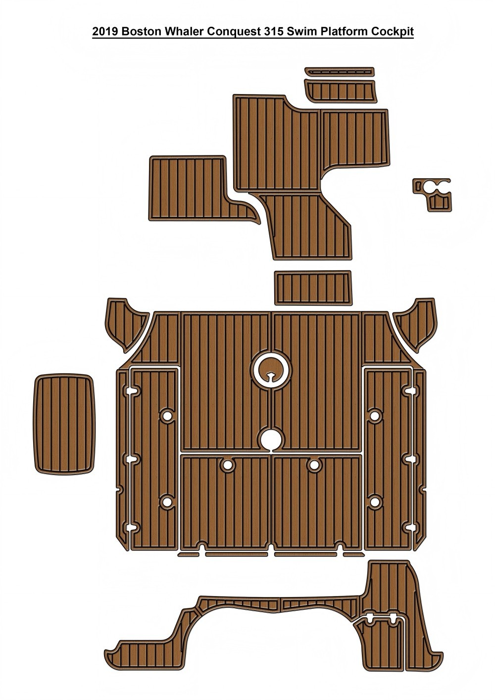 2019 Boston Whaler Conquest 315 Swim Platform Cockpit Boat EVA Foam Teak Floor