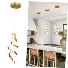 Modern LED Pendant Light Fixture, 15W Spiral Led Chandelier Hanging 1 Pack Gold