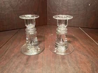 Low Teardrop Steuben candleholders Controled bubble Model 7995 designed 1949