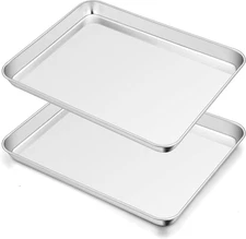 TeamFar Baking Sheet Set of 2, Baking Pans Tray Cookie Sheet Stainless Steel