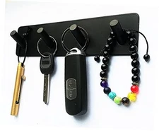 Key Holder for Wall - Adhesive Key Hooks with 4 Hooks, Heavy Duty Black