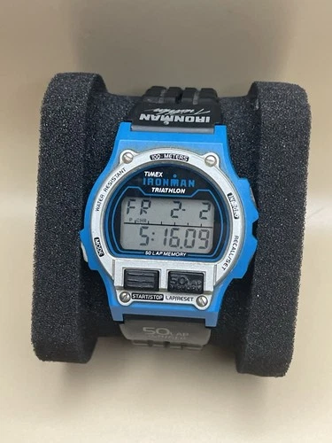 1996 Vintage BLUE Timex Ironman Triathlon Men's Digital Watch - RARE
