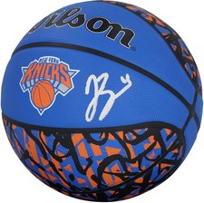 Jalen Brunson New York Knicks Signed Wilson Black and Blue Graffiti Basketball