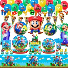 Lumcrajems Super Mario Bros. Game Theme Birthday Party Decorate Supplies Set 