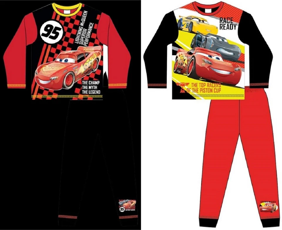 Boy's CARS Pyjamas / Disney Pixar Red & Black LIGHTNING McQUEEN PJs 4-10 years - Image 3 of 4