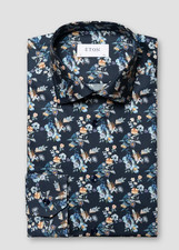 Eton men's Slim Fit Navy Floral print long sleeve Shirt -size 16.5 -msrp 290