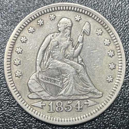 1854-P Arrows Liberty Seated Quarter 25c XF Extra Fine