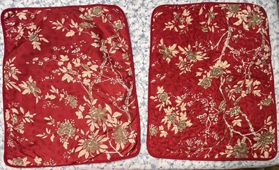 Wake in Cloud Pillow Shams Quilted Red Floral 19''x24''