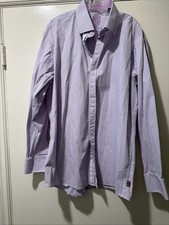 English Laundry Mens Large Purple Plaid Shirt Long Sleeve Cotton 17 1/2 36-37