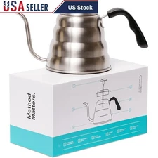 Stainless Steel Gooseneck Kettle W/ Thermometer Perfect Pour Over Coffee New