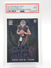 MICHAEL PENIX JR 2024 DONRUSS OPTIC ROOKIE RECRUITS PURPLE STARS /25 PSA 9 Q4444