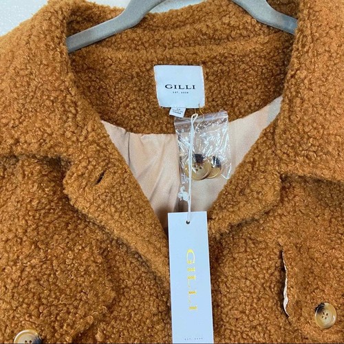 Gilli Trucker Jacket Teddy Bear Women's Size M New Brown Faux Fur Oversized Cozy - Picture 4 of 5