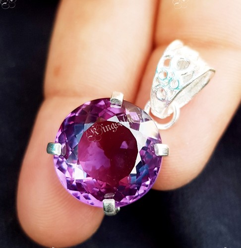 22+ Ct Color Change Alexandrite German Silver Solitaire Round Loose Gemstone - Picture 6 of 6