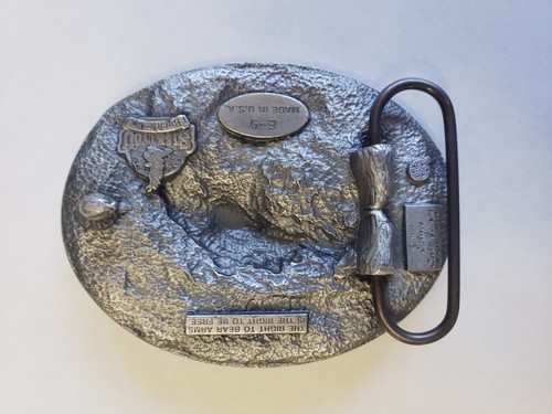 Vintage Siskiyou Buckles Co. Pewter I Don't Dial 911 Gun Gürtelschnalle Made in USA - Bild 2 von 2