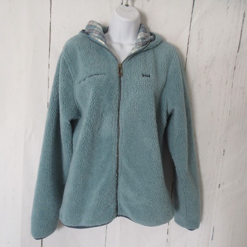 Helly Hanson Jacket L Large Aspen Snowmass Fleece Green Plaid Zip Up