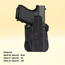 Universal G26 27 33 OWB Holster For Glock Gen1-5 Subcompact Model 9mm 40 357 SIG