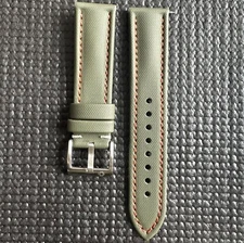 20mm GREEN Real Sailcloth Apple Watch Strap With Adaptors ORANGE Stitch