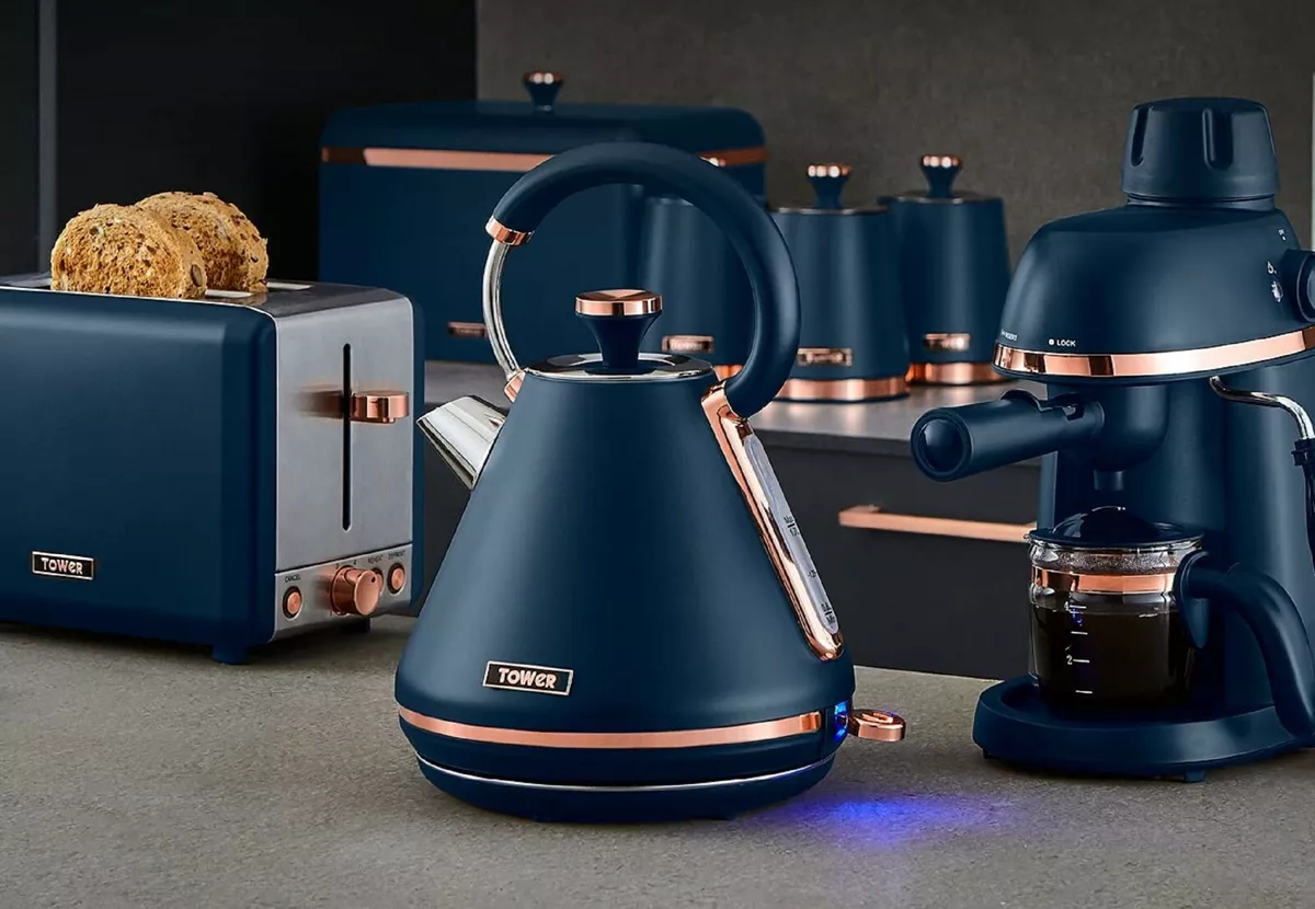 Blue kettle and clearance toaster