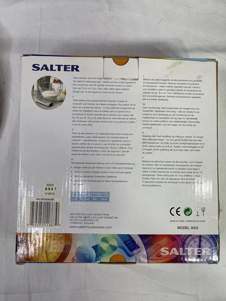 Salter 3003 Aquatronic Vidrio Líquido Alta Precisión Electrónico Cocina Báscula CAJA Foto 2 de 4