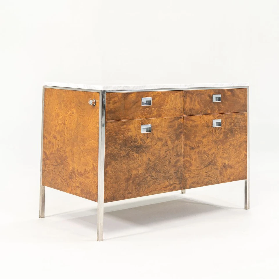 Gordon Bunshaft 1965 para Chase Manhattan Bank Olive Ash Burl y Marble Credenza Foto 4 de 4