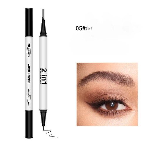 2 in1 Double Head Eye liner Brow Pencil Make up Waterproof Eyeliner Eyebrow Pen - Picture 7 of 16