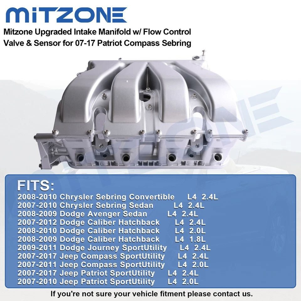 Colector de admisión de aluminio para 07-10 Jeep Chrysler Dodge Caliber Patriot Compass Foto 3 de 4