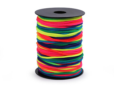 5 Meter Gummiband ø 3 mm regenbogenfarben bunt weich basteln Schmuck Karneval