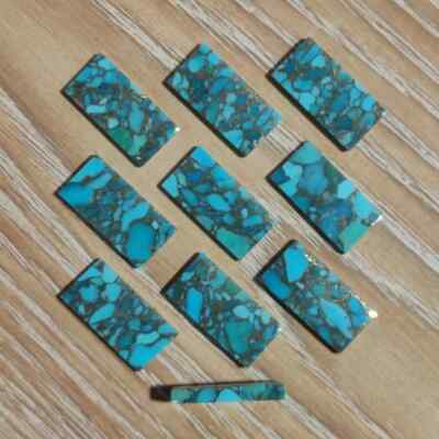 Both Side Flat Blue Copper Turquoise Cabochon Rectangle shape Loose Gemstone Lot