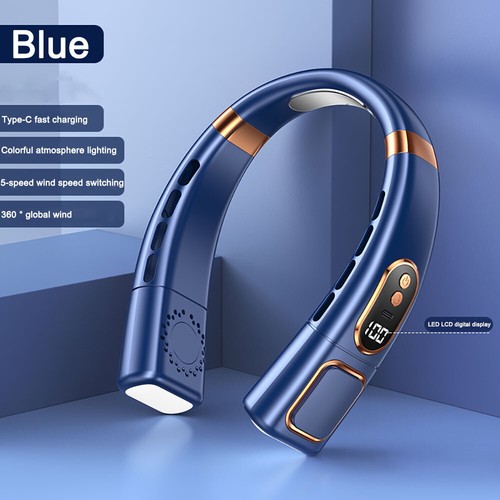 Portable 8000mAh Mini Neck Fan Rechargeable Bladeless LED Light 360° Air Cooling - Picture 13 of 15