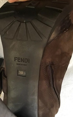 Fendi Ankle Boot Brown Suede Platform Double Buckle Straps Size 39 1/2 - 第 9/12 張圖片
