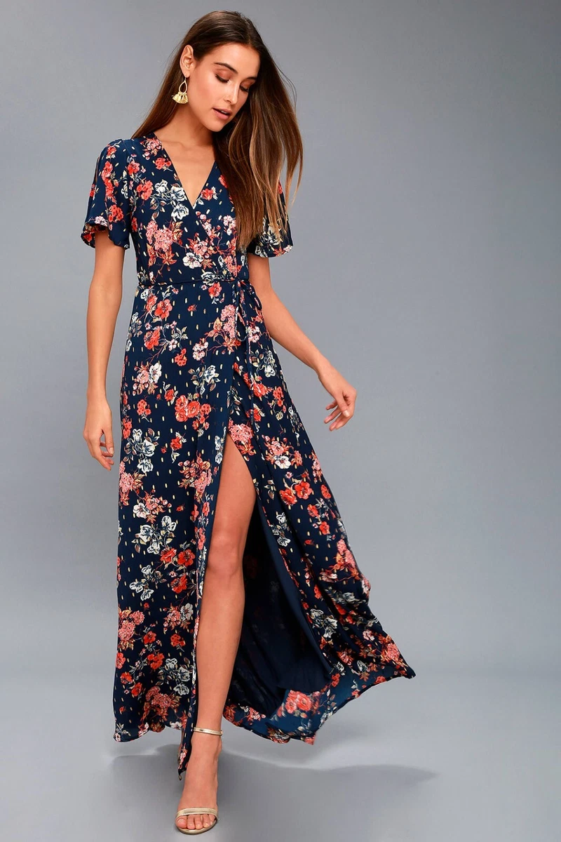 Navy wrap sales maxi dress
