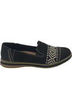 Earth Origins Embroidered Nubuck Slip-Ons Bailey Steel Black